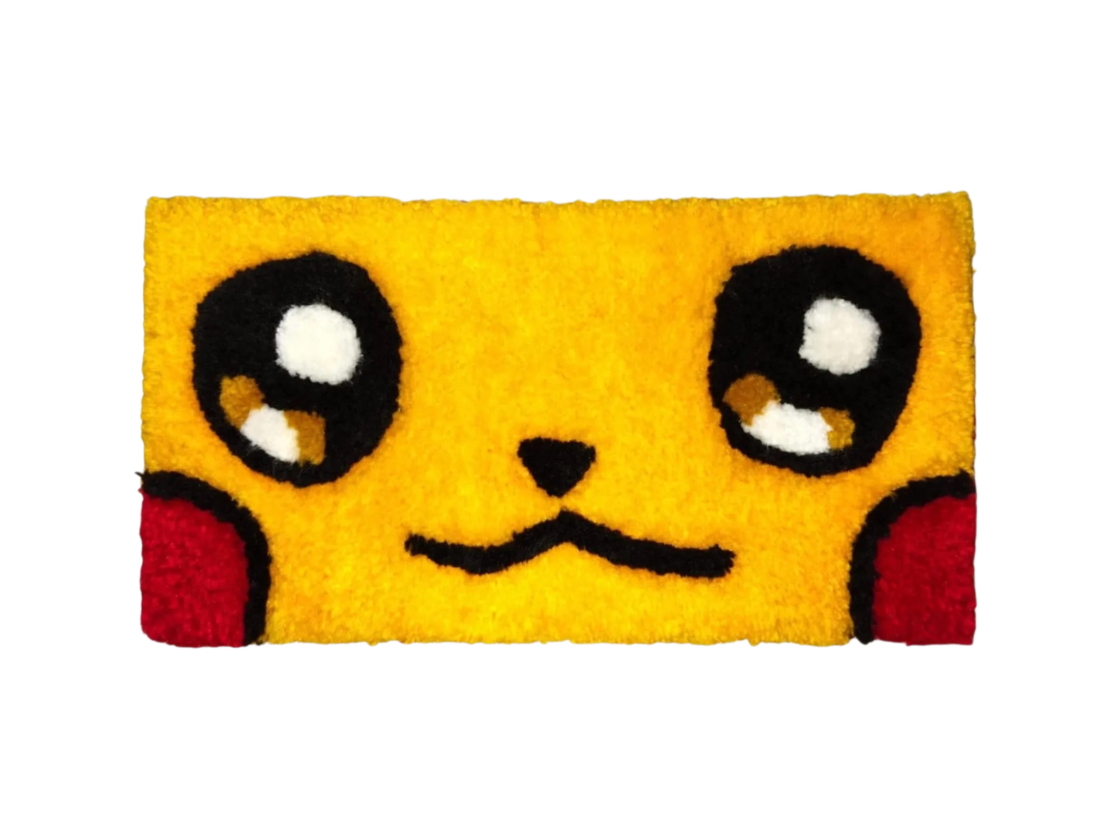 Tapete personalizado de tufting con la cara de Pikachu de Pokémon hecho a mano en Colombia por Max Tufting